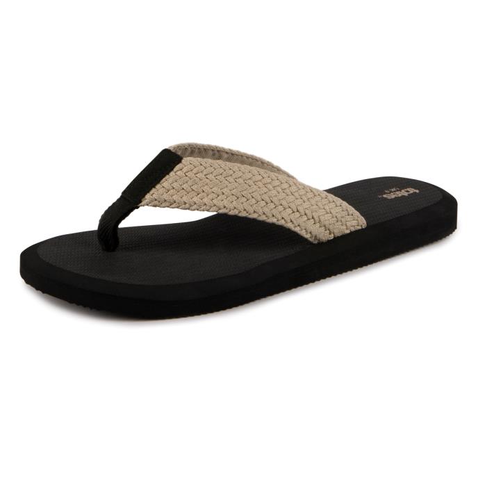 totes® Mens Plait Toe Post Sandal Black Extra Image 1